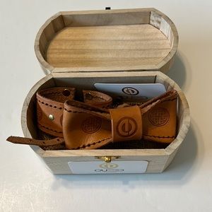 Cuffed Design Potential One of a Kind Design Leather Bow Tie and Wrist Cuff Set